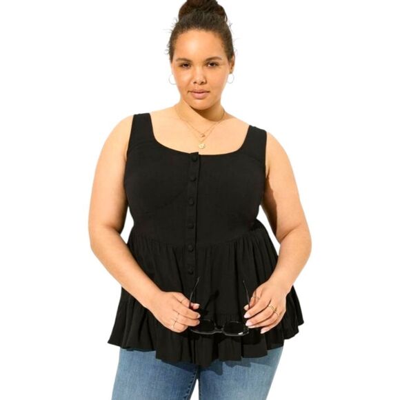TORRID BLACK FIT & FLARE Rayon Slub Corset Tank Top Size 4X - Picture 3 of 10